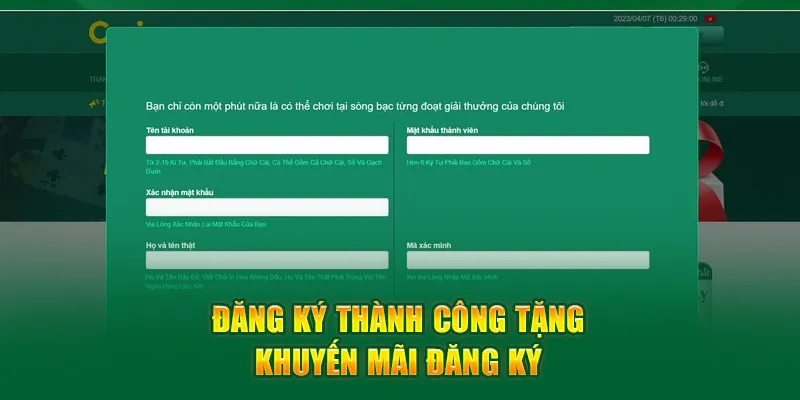 Tân binh mới gia nhập đăng ký tài khoản thưởng ngay 199k